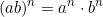 \[(ab)^n = a^n \cdot b^n\]