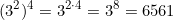 \[(3^2)^4 = 3^{2 \cdot 4} = 3^8 = 6561\]