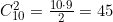 C_{10}^2 = \frac{10 \cdot 9}{2} = 45