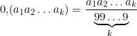 0{,}(a_1 a_2 \ldots a_k) = \dfrac{a_1 a_2 \ldots a_k}{\underbrace{99\ldots9}_{k\text{ девяток}}}