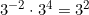 3^{-2} \cdot 3^4 = 3^{2}