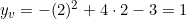 y_v = -(2)^2 + 4 \cdot 2 - 3 = 1
