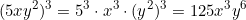 \[(5xy^2)^3 = 5^3 \cdot x^3 \cdot (y^2)^3 = 125x^3y^{6}\]