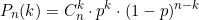 \[P_n(k) = C_n^k \cdot p^k \cdot (1-p)^{n-k}\]